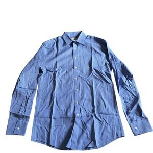 Thomas Pink Men's Extra-Slim Fit Blue‎ Dress Shirt 15.5 Long Sleeve
